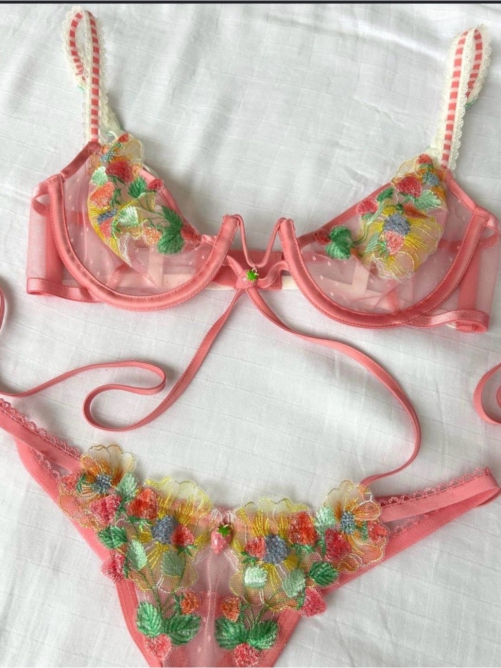 for love and lemons berry patch bra and thong lingerie set